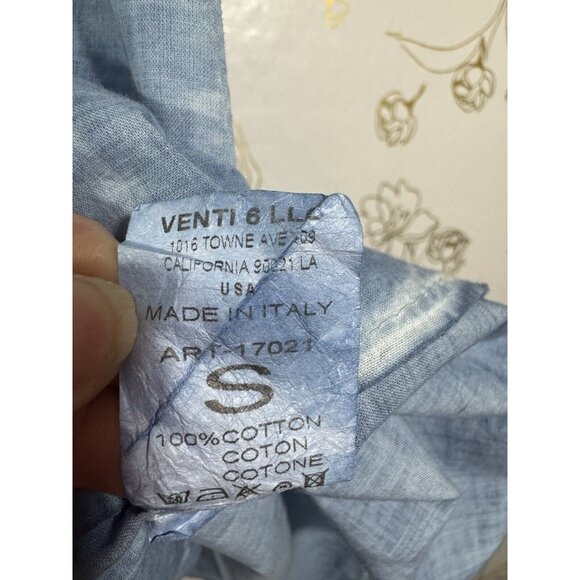 Venti6 Dress Women's Small Chambray Button Up Shirt Lagenlook 100% Cotton  08 - Picture 3 of 5